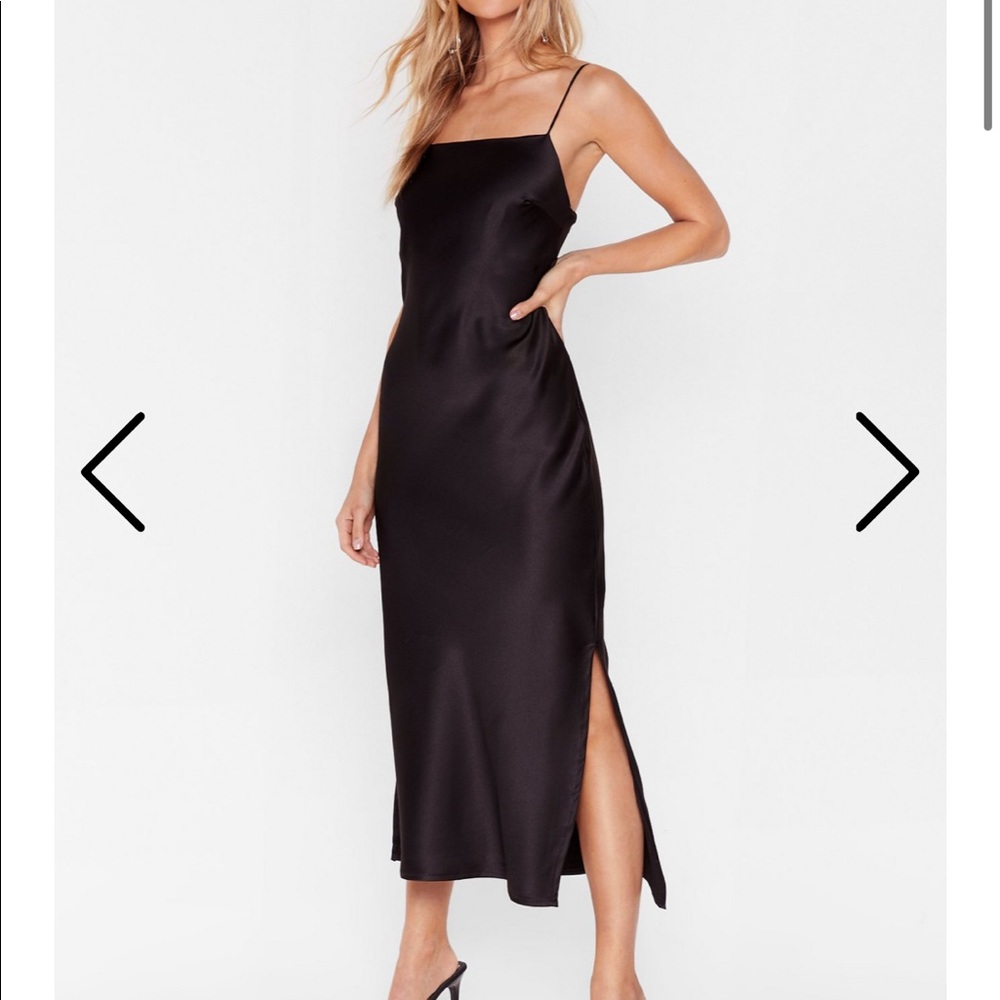 Nasty gal black satin midi dress
